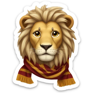 lion head with a long striped gryffindor hogwarts winter scarf sticker