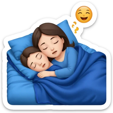 brunette girl in blue blankets snoring sticker