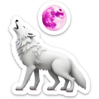 white wolf howling on  magenta moon sticker