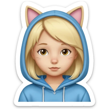 blonde girl kid in cat hoodie costume sticker