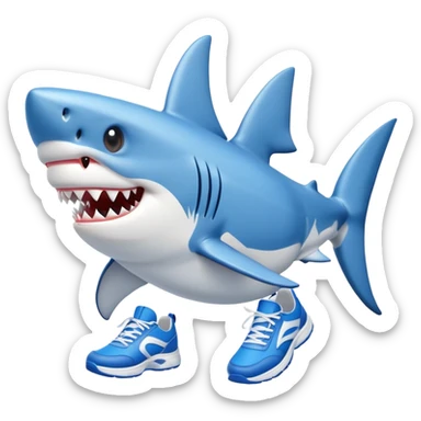 shark with four legs and blue sneakers sticker