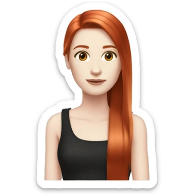 Red head long straight hair pale skin Chanel  sticker