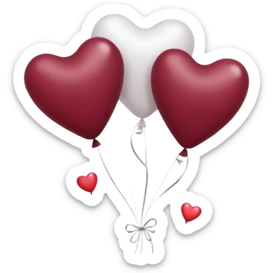 Maroon and white balloons and hearts  sticker