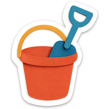 beach bucket and pail with layered paper effect on a white background in paper-craft style sticker