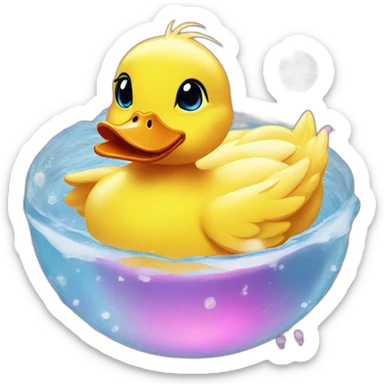 duckling in a pool with disco ball above sticker