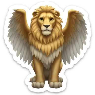 Lion with wings and two swans heads  sticker
