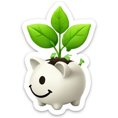money saving with plant sprout growing on top sticker