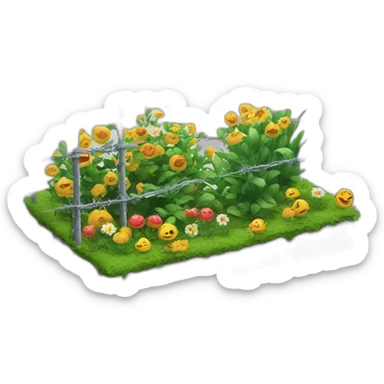 garden next to barbed wire fence sticker
