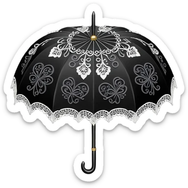 goth themed heart with a black lace parasol sticker