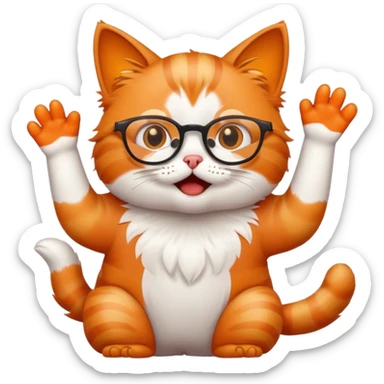 playful cat slapping a surprised person sticker