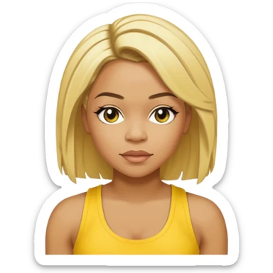 Tionne T-Boz Watkins short with long front blonde hair, yellow tank top sticker