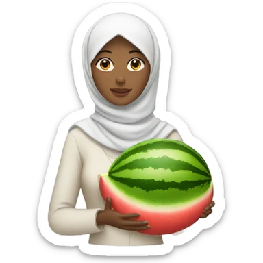 Woman with hijab holding watermelon  sticker