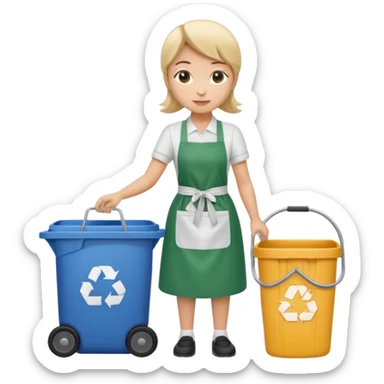 full side body , housekeeper put the trash in can sticker