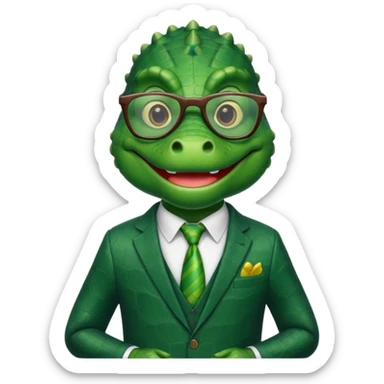 alligator with clothes and wearing glasses sticker