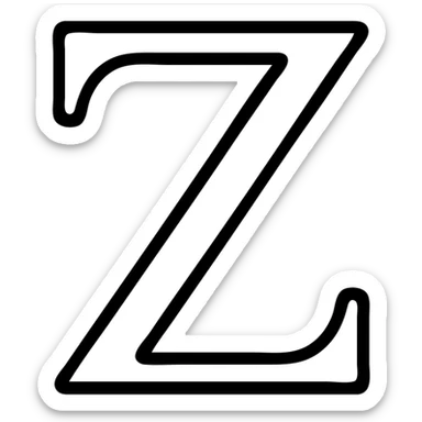 stylized Zeta symbol, flat outlined icon, black lines, minimal professional design sticker