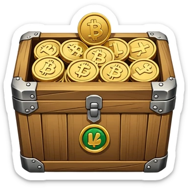 cofre de tesoros con monedas sticker