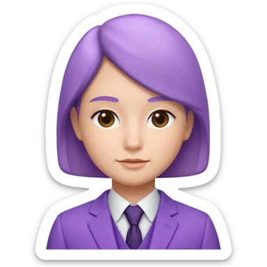 lavender-purple Suit, smooth rounded neckline, simple design, glossy surface, plain background, Memoji-style. sticker