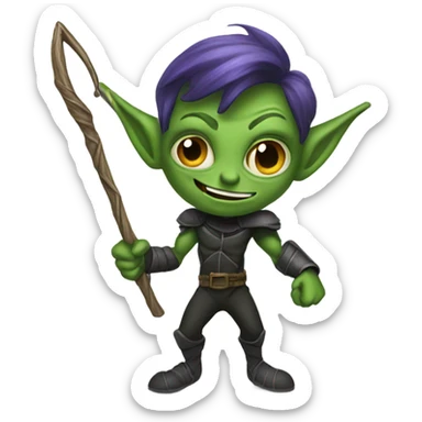 A green goblin holding a staff sticker