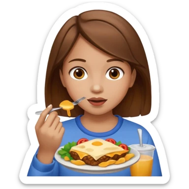 everyday life, food, girl, brown hair sticker