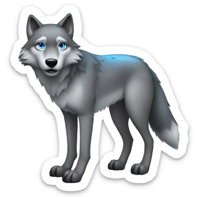 Grey wolf with black points, and blue eyes. full body sticker