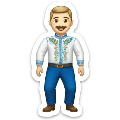 Ukrainian in embroidered shirt and blue trousers sticker