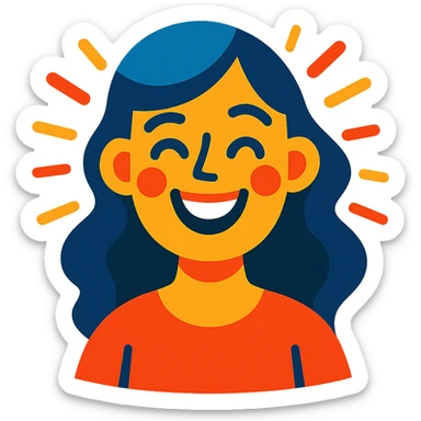 smile, expressive face, vibrant colors, radiating happiness sticker