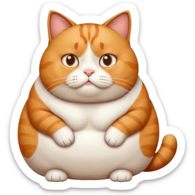 cute fat cat confused whole body sticker