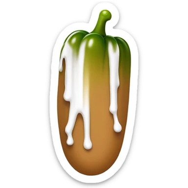 Light-brown ombre skinny long pickle with white paint dripping sticker