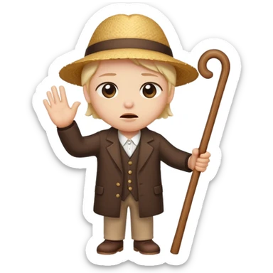 cartoon character with Resentment - bitter indignation at having been treated unfairly - waving cane sticker