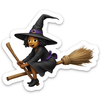 Witch on a broom sticker