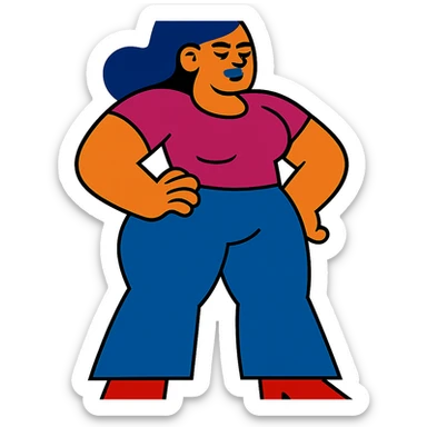 woman with exaggerated proportions sticker