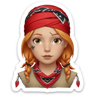 blonde hair with red head bandana and lots of face tattoo girl sticker