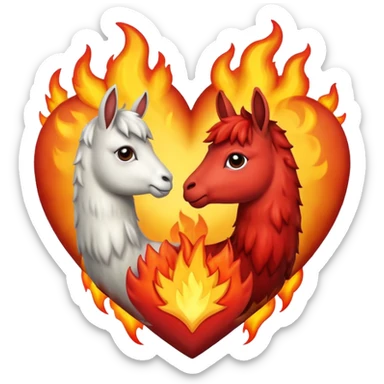 Corazón realista con llamas de fuego sticker