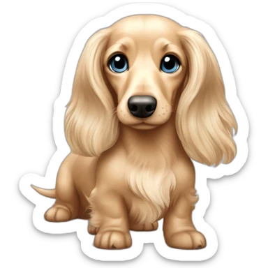 Cream Dachshund long haired blue eyed sticker