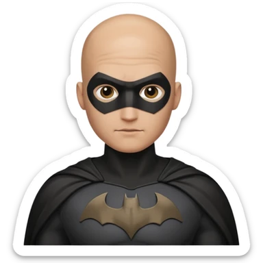 I Want a 25 years old man with no hair in a batman costume sticker