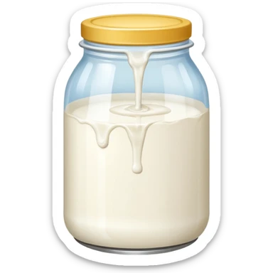 a jar of milk but the top is sticky and its dripping but theres no lit sticker