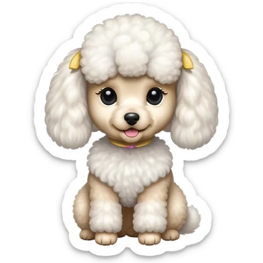 Small poodle with high ponytail sticker