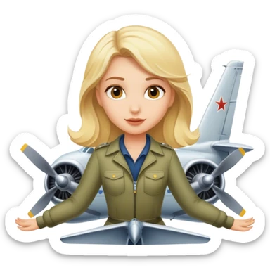 Blonde girl flying plane sticker