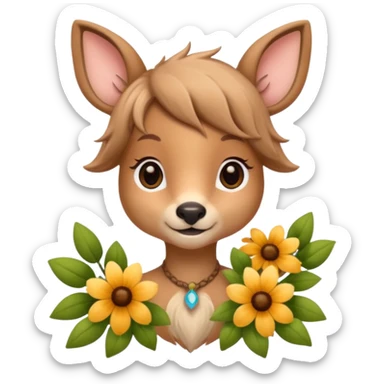Adult Cute human like fawn with flowers sticker