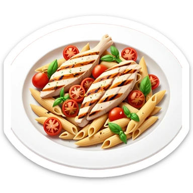 whole grain penne with cherry tomatoes and grilled chicken sticker
