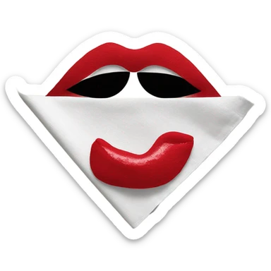 Kiss on a napkin with a red lipstick sticker