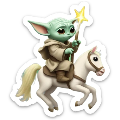 baby yoda riding unicorn sticker