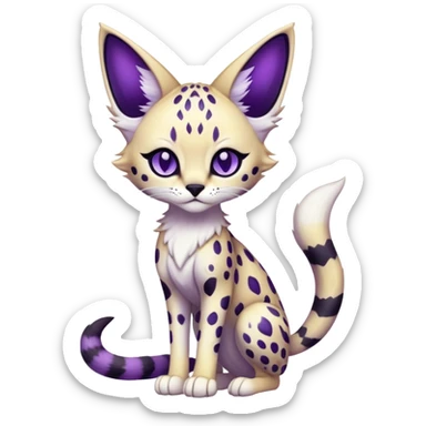 Kawaii Cute Edgy Black Purple White ethereal eldritch Serval-Fionbri-Vernid full body sticker