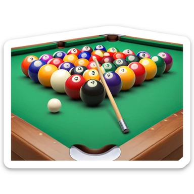 billiards pool table with cue ball and colorful balls sticker
