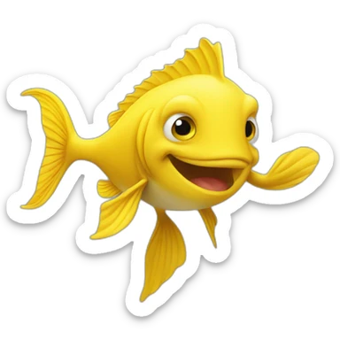 Yellow Fish saying hi to a Group of tuorism sticker
