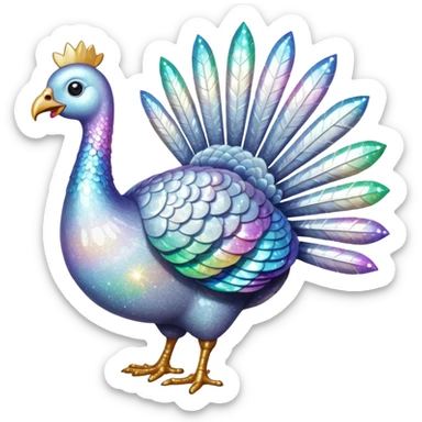 White glitter turkey sticker