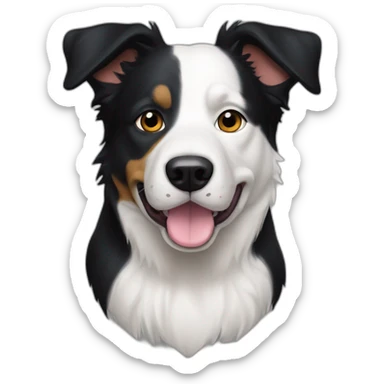 short-hair, black-and-white, border-collie-american-bulldog, white-fur-around-left-eye sticker