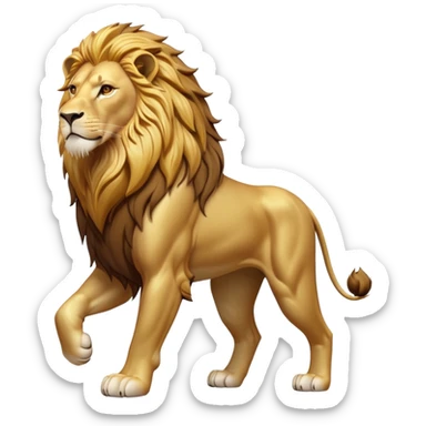 cinematic-lion-realistic-full-body-standing-emoji,-muscular-frame-exuding-royal-confidence,-majestic-mane-flowing-in-the-wind,-head-tilted-dramatically,-sleek-golden-fur,-piercing-eyes-filled-with-untamed-wisdom,-simplified-yet-realistic-focused-features,-highly-detailed,-glowing-with-an-almost-sarcastic-glow sticker