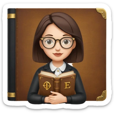 Book Collector — woman + old tome + glasses sticker