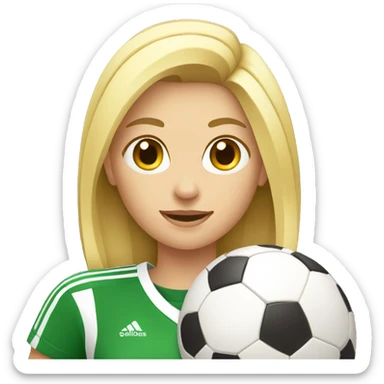 blond woman holding a soccer ball in her hand sticker